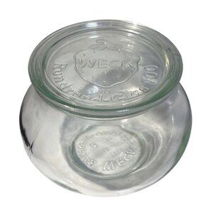 Weck Round Glass Jar W/ Lid Tulip 100ml Clear Embossed Seal Food Storage Germany